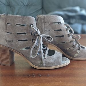 Suade open toe booties